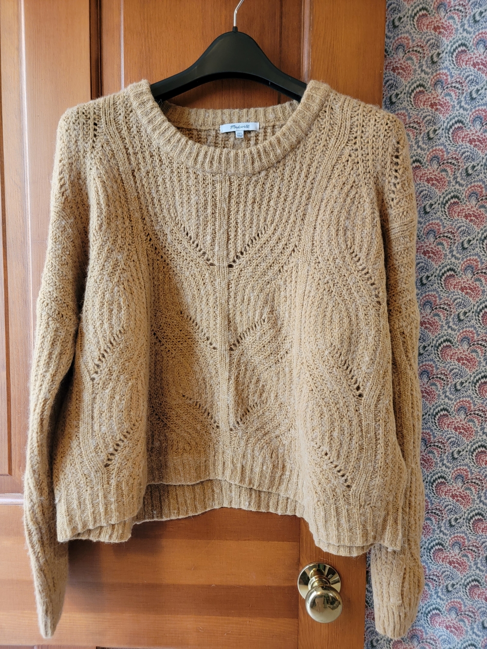 MADEWELL XXL Charley Alpaca Blend Cable Knit Sweater Pointelle Chevron